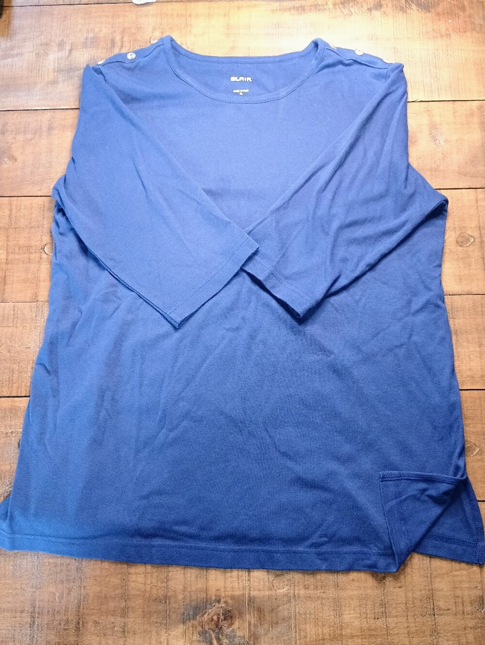 Blair Navy Blue Boatneck 3/4  Sleeve Top